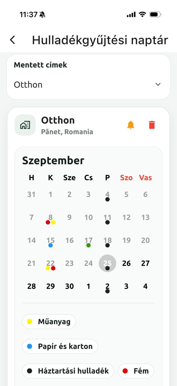 Aplicația mobilă eAdmin – calendarul de colectare a deșeurilor