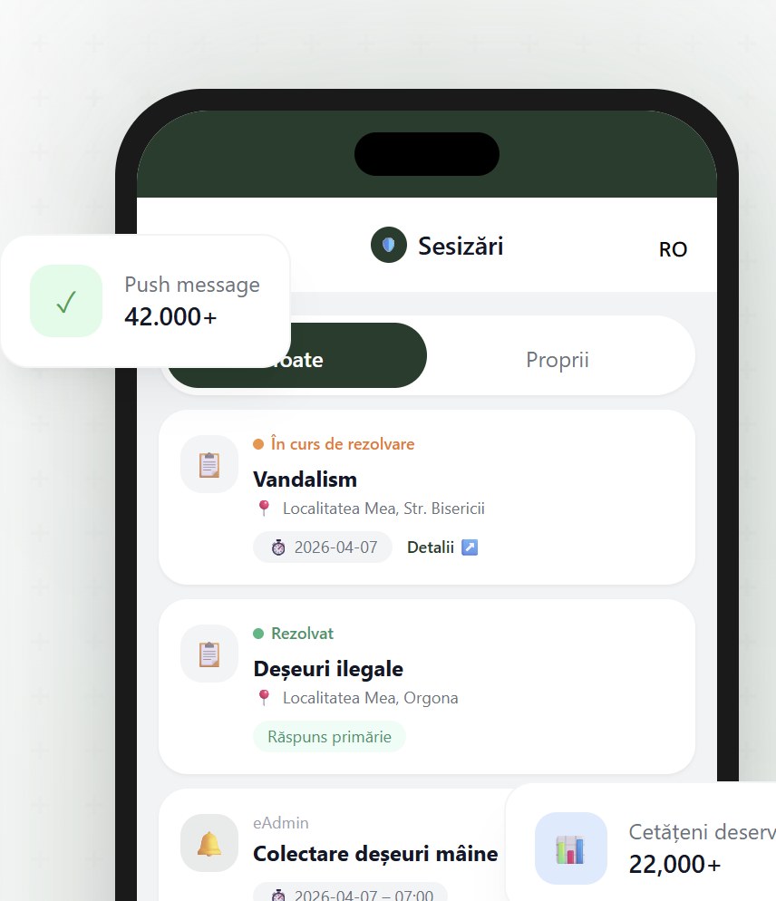 eAdmin — a lakos alkalmazásának bejelentés-listája, státuszokkal: folyamatban, megoldva